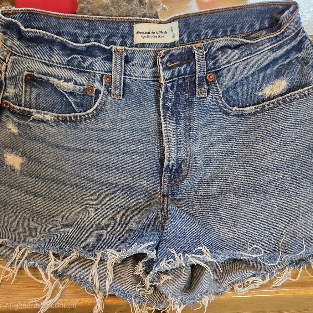Abercrombie & Fitch Light Blue Frayed Jean Shorts